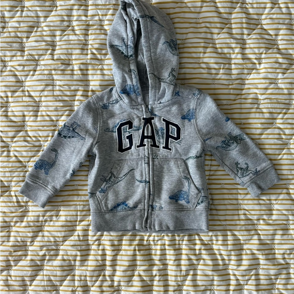 GAP Gray and Blue Zip-Up Hoodie Sweatshirt